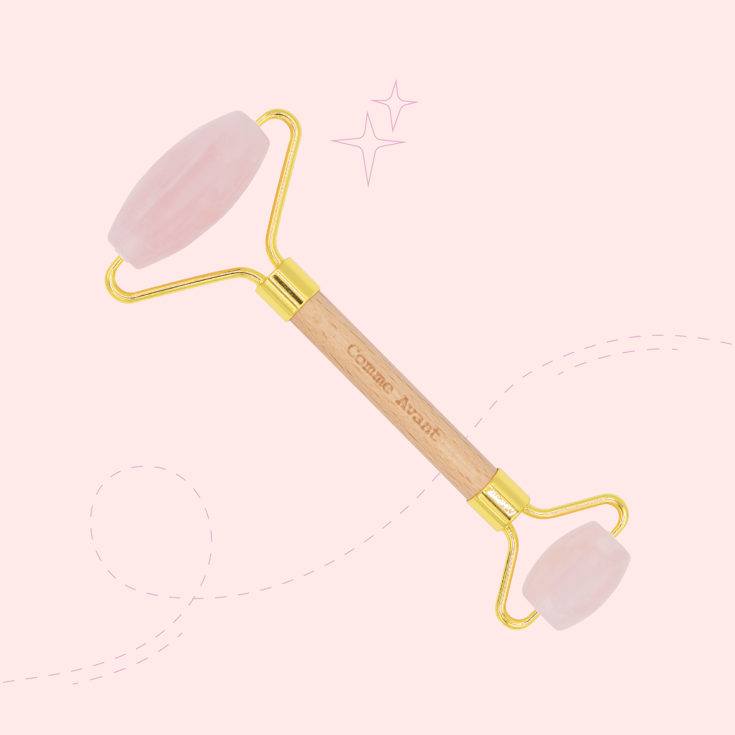 rouleau visage en quartz rose comme avant