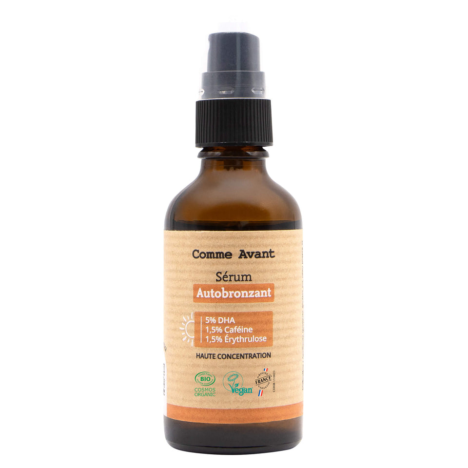 Sérum autobronzant corps et visage à haute concentration d'actifs : DHA caféine et érythrulose Comme Avant