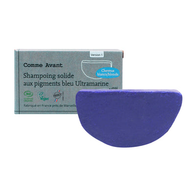 Champú sólido para cabello rubio y blanco con pigmentos azul Ultramar - Versión 1