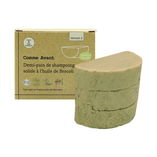 Champú sólido para cabello teñido o rizado con aceite de brócoli - Versión 2